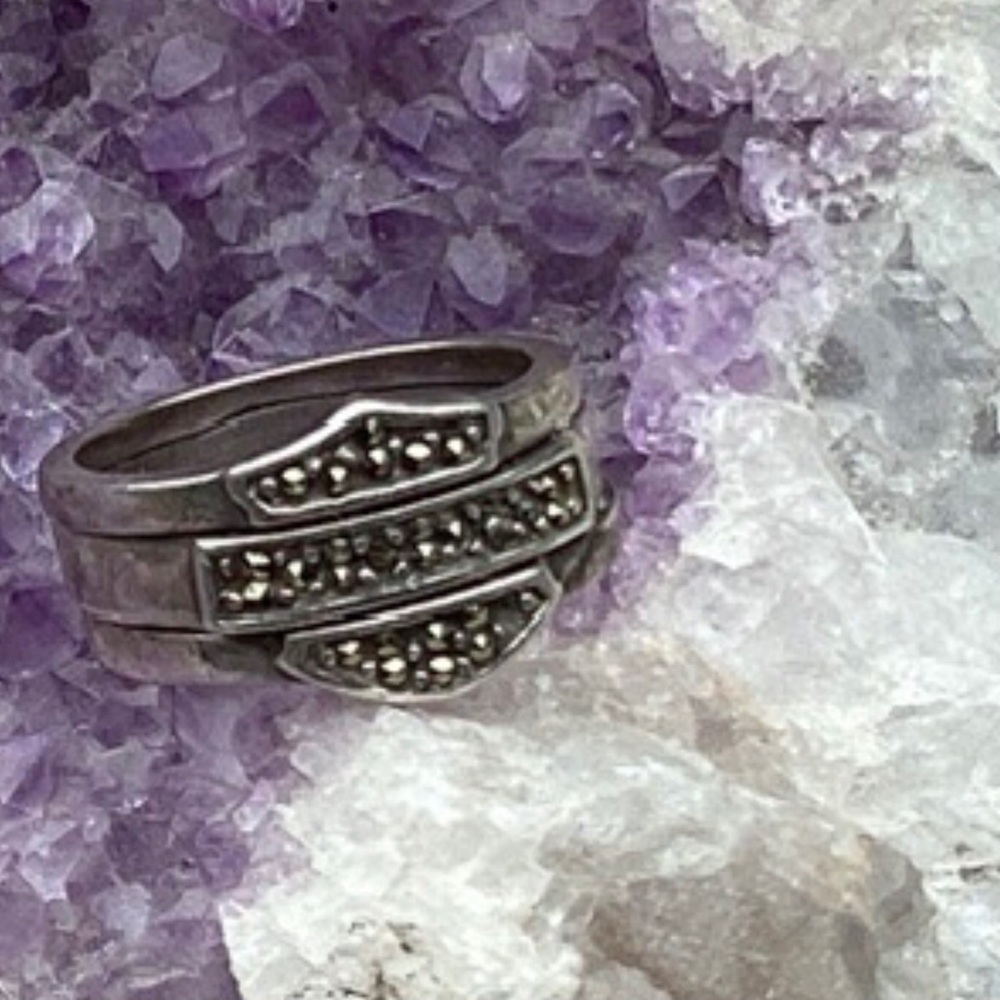 HARLEY DAVIDSON STERLING SILVER 925 BAR & SHIELD LADIES RING Sz. 7 TRADEMARK HD